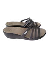 Crocs Rhonda Sandals Women&#39;s Size 6 Slip-On Strap Wedge Brown Shade - $18.46