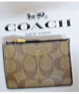 COACH Signature PVC Mini ID Skinny Card Case Khaki Black Gold NWT - $54.79 CAD