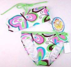 NWT Angel Beach Girl&#39;s 2 Pc Retro Butterfly Bandeau Swimsuit, Size 10, $30 - £13.08 GBP