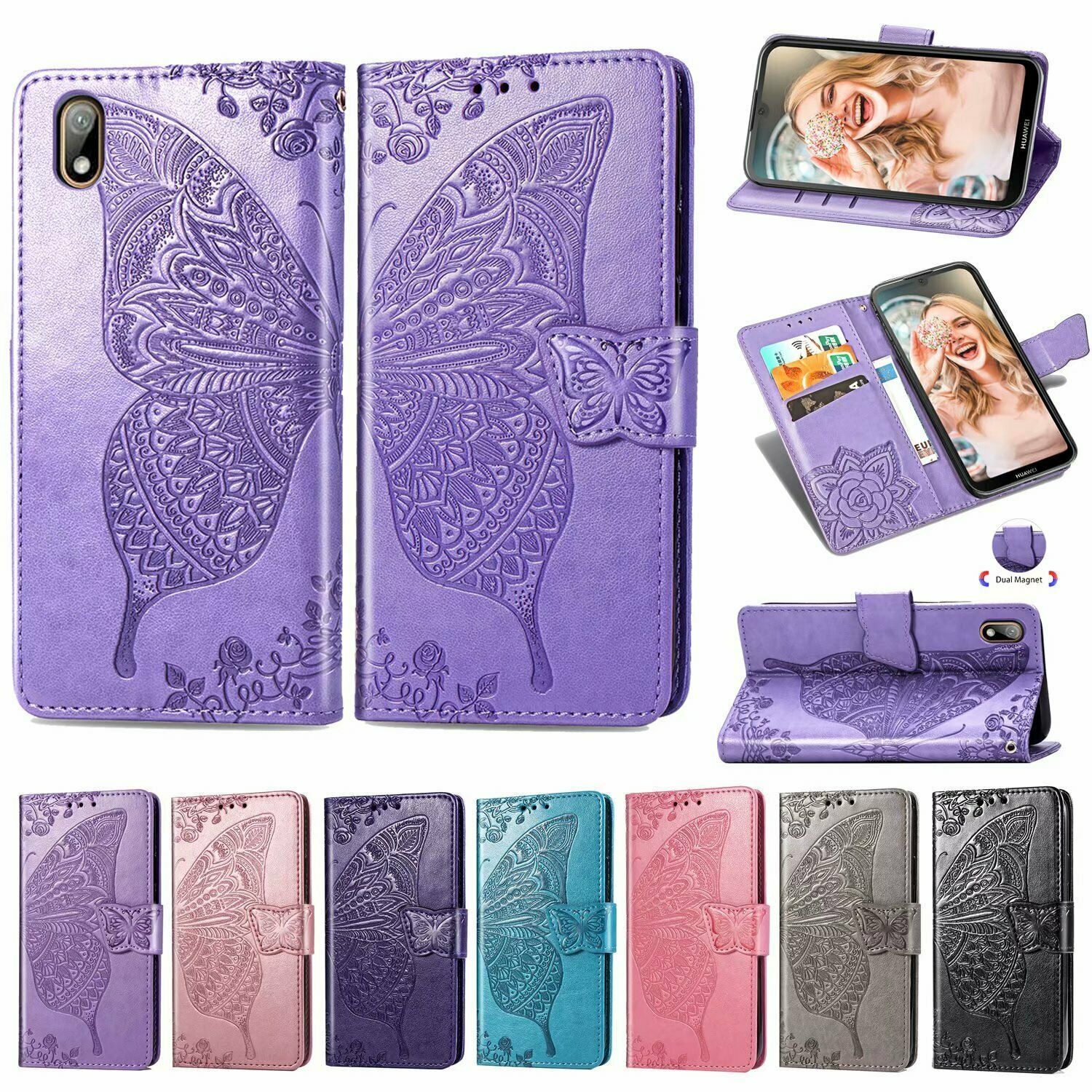 For Huawei Y3 Y5 Y6 Y9 2018 Y6 Y7 Pro Y9 2019 Magnetic Flip Leather Wallet Case