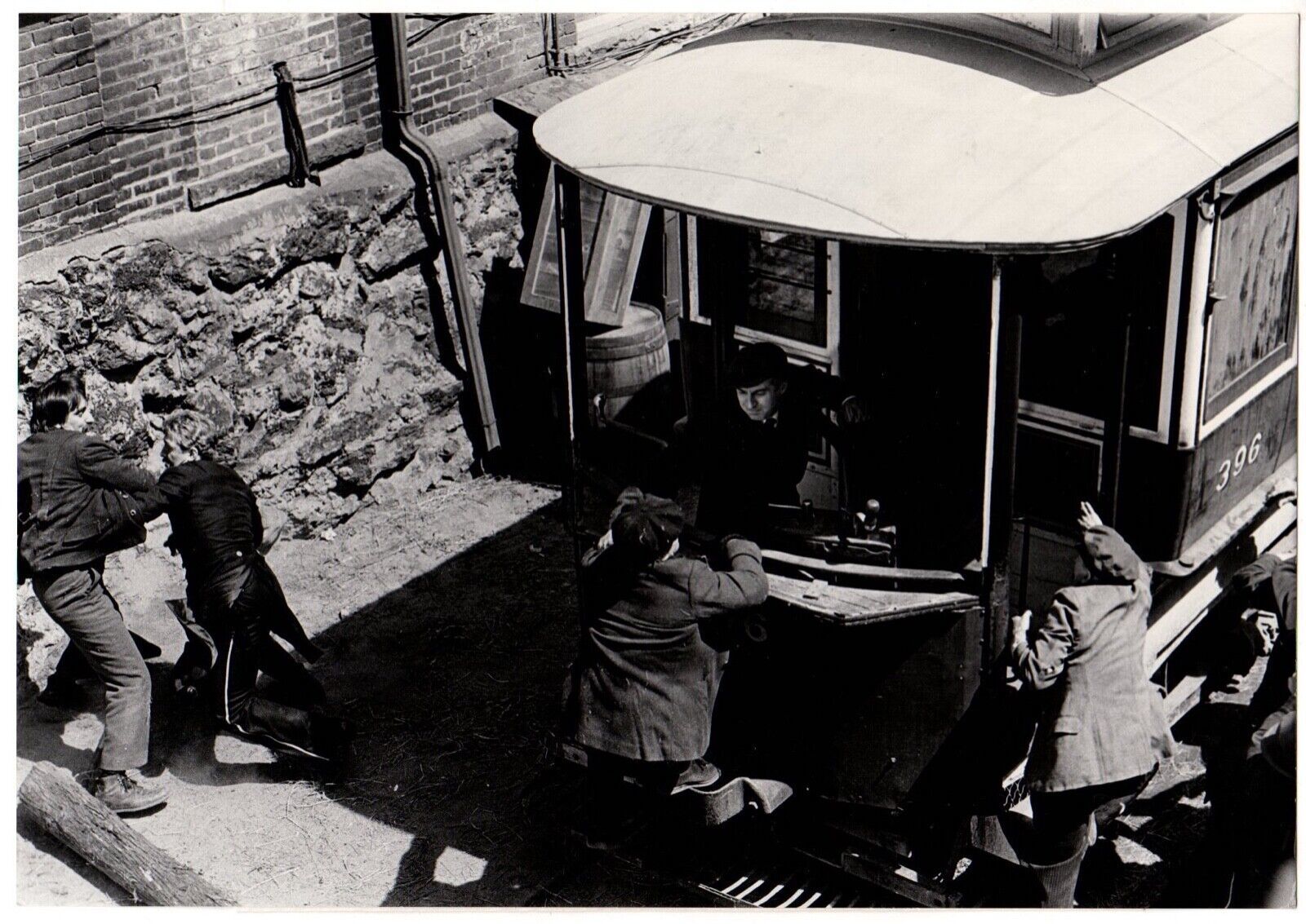 *THE BEST OF FAMILIES (1977) Oversized Photo Strikers Attack Trolley Car... - $45.00