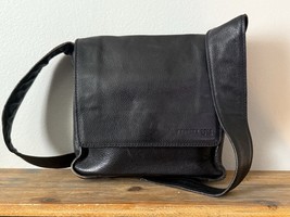 VTG 90s Kenneth Cole New York Pebbled Black Leather Flap Over Purse Shou... - $22.55