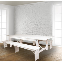 9&#39;x40&quot; White Table/2 Bench Set XA-FARM-6-WH-GG - £948.31 GBP