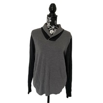 Thomas Dean 100% Extra Fine Merino Wool Shawl Collar Sweater Gray Black ... - $26.13