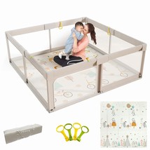 Mloong Baby Playpen with Mat, 59x59 Inches Extra Large Playpen for Babie... - $112.20