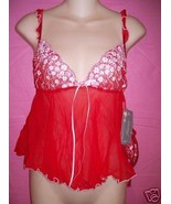 Faris Lingerie Red Softcup Mini Floral Babydoll Set, Medium or Large - £21.20 GBP