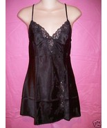 Frederick&#39;s of Hollywood Lingerie Satin and Lace Chemise: Black: S, M, L - £21.35 GBP