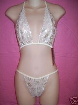 Fantasy Lingerie Beautiful Ivory Floral Bralette &amp; G-String Set: OS - £20.12 GBP