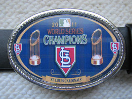St. Louis Cardinals 2011 World Series Championship  Buckle &amp; black Belt.... - £21.79 GBP