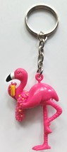 Drinking Pink flamingo Plastic/ Metal Keychain New 2&quot; x 1 1/4&quot; A1-16 - £7.89 GBP