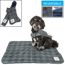 Touchdog 2-in-1 Matching Windowpane Plaided Dog Coat and Designer Dog Bed Mat - £37.48 GBP+