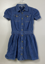 POLO RALPH LAUREN girls Denim Dress sz 6x short sleeve button front 100%... - $18.70