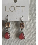 Ann Taylor Loft Faux Red Teardrop Square Quart Hook Fashion Earrings New... - £9.70 GBP