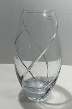 Vintage Crystal Swirl Cut Vase 12” Made In Slovenia 24% Lead Crystal Clear - £38.45 GBP