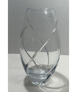 Vintage Crystal Swirl Cut Vase 12” Made In Slovenia 24% Lead Crystal Clear - £38.45 GBP