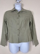 NWT Westbound Essentials Womens Size 14 Green Stripe Button Up Shirt Long Sleeve - £5.30 GBP