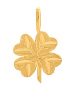 14K Gold Charm 4 Leaf Clover Irish Good Luck Jewelry - £38.80 GBP