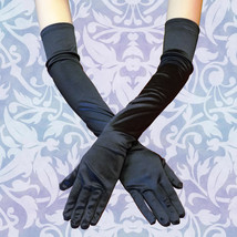 BLACK Women Evening Party Wedding Opera Arm Finger Elbow Long Satin Gloves USA - £12.86 GBP