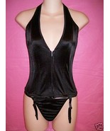 Spicyspot Lingerie Black Corset Set with Matching Thong: OSFM - $41.01 CAD