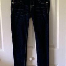 Miss Me Women&#39;s Skinny Crop Jeans Size 27 Blue Low-Rise Embroidered - $24.75