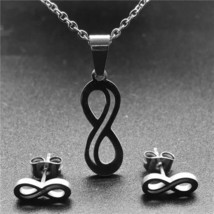 Silver Color Stainless Steel Necklace Earring Sets Bear Cross Clover Necklace Se - £8.93 GBP