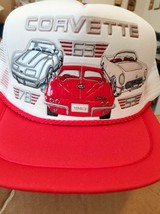 OLD VTG Corvette 53,63, &amp; 78,3-D Graphics on a Trucker&#39;s White mesh cap ... - $20.00