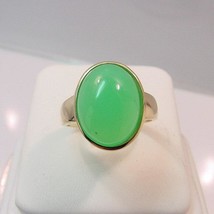 Chrysoprase Gem quality very rare 16x12mm from Australia in 14K Yellow gold Ring - £710.49 GBP