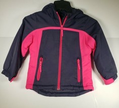 The Childrens Place Girls Winter Coat XS 4 Pink &amp; Navy EUC Can Zip A Fleece In - £7.58 GBP