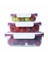 3 Pack Rectangular Food Storage Container Set w/Lids Organizer Stackable... - $19.79