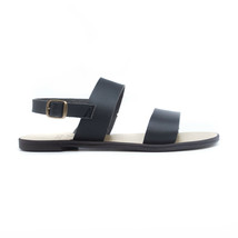 Woman vegan flat sandal slingback strapped with buckle breathable and no... - $59.49