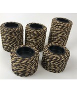 Vintage Candle Holders 90s Rope Trim Lot of 5 Tealight brown decor - £10.12 GBP