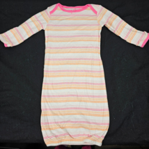 Baby Infant Girl Clothes Vintage Circo Orange White Gown Stripe Pajamas 0-3 - £11.72 GBP