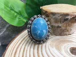 Bague cadeau en argent 925 bleu turquoise ovales bleu naturel toutes tailles - £77.10 GBP