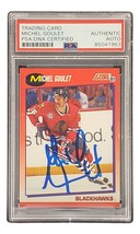 Michel Goulet Signed 1991 Score #201 Chicago Blackhawks Hockey Card PSA/DNA - £29.68 GBP