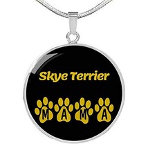 Skye Terrier Mama Circle Necklace Engraved 18k Gold 18-22&quot; Dog Owner Lover Jewel - £52.03 GBP