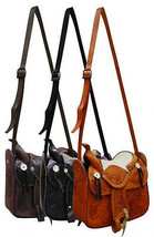 Western Saddle Purse Leather Handbag For the horse lover Light or Brown or Black - £43.35 GBP