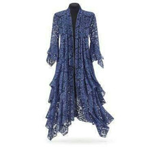 Beautiful Deep Blue Bohemian Stevie Nick&#39;s Lace Gypsy Goddess Kimono Duster - £237.01 GBP