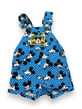 Vtg Disney Mickey Mouse Polka Dot Blue AOP Shortalls Overalls Infant 12 mo - £39.17 GBP
