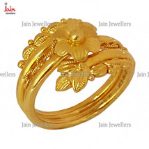 18 Kt, 22 Kt Real Solid Gold Flower Wedding Women&#39;S Ring Size 7 8 9 10 11 12 13 - £578.10 GBP+