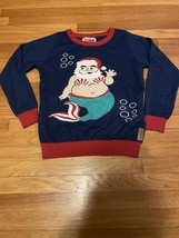 Tipsy Elves Ugly Christmas Sweater Santa Mermaid Blue Womens Medium M - £11.83 GBP