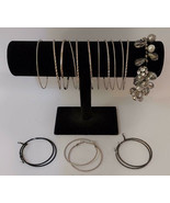  Silver Tone Boho Bangle Cuff Bracelets Earrings Stackable lot of 17 - $24.00