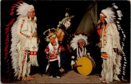 Indian Sioux War Dancers Beautiful Long Headdress Child Drum Petley Postcard V7 - £6.91 GBP