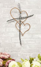 Ebros Metal Silver Rope Wire Sticks &amp; 2 Golden Hearts Of Love Wall Hangi... - £21.57 GBP