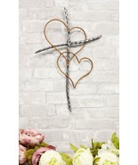Ebros Metal Silver Rope Wire Sticks &amp; 2 Golden Hearts Of Love Wall Hangi... - £21.26 GBP