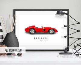 Classic Sports Car Print, Red Race Car Drawing, GT Grand Tourer, Roadster, Gift  - £7.81 GBP+