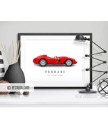 Classic Sports Car Print, Red Race Car Drawing, GT Grand Tourer, Roadste... - $12.00+