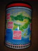 8GG07 COCA-COLA COKE AROUND THE WORLD TIN, 5&quot; DIAMETER, 6&quot; TALL +/-, GOO... - $27.94