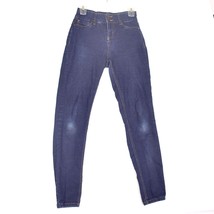 Blue Spice Women&#39;s Blue Skinny Dark Wash Jeans Distressed Knees Size 5 - £9.19 GBP