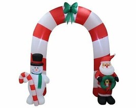 8 Foot Tall Christmas LED Inflatable Santa Claus Snowman Bow Tie Arch Decoration - £92.48 GBP