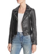 New Rebecca Minkoff Adelia Black Punk Silver Studded Leather Jacket 2019 - $260.99